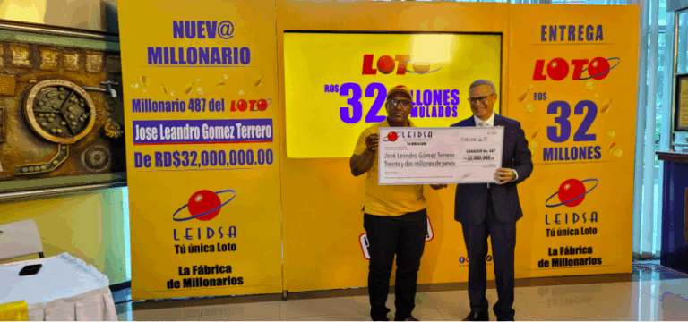 LEIDSA entrega 32 millones de pesos al millonario número 487 del Loto