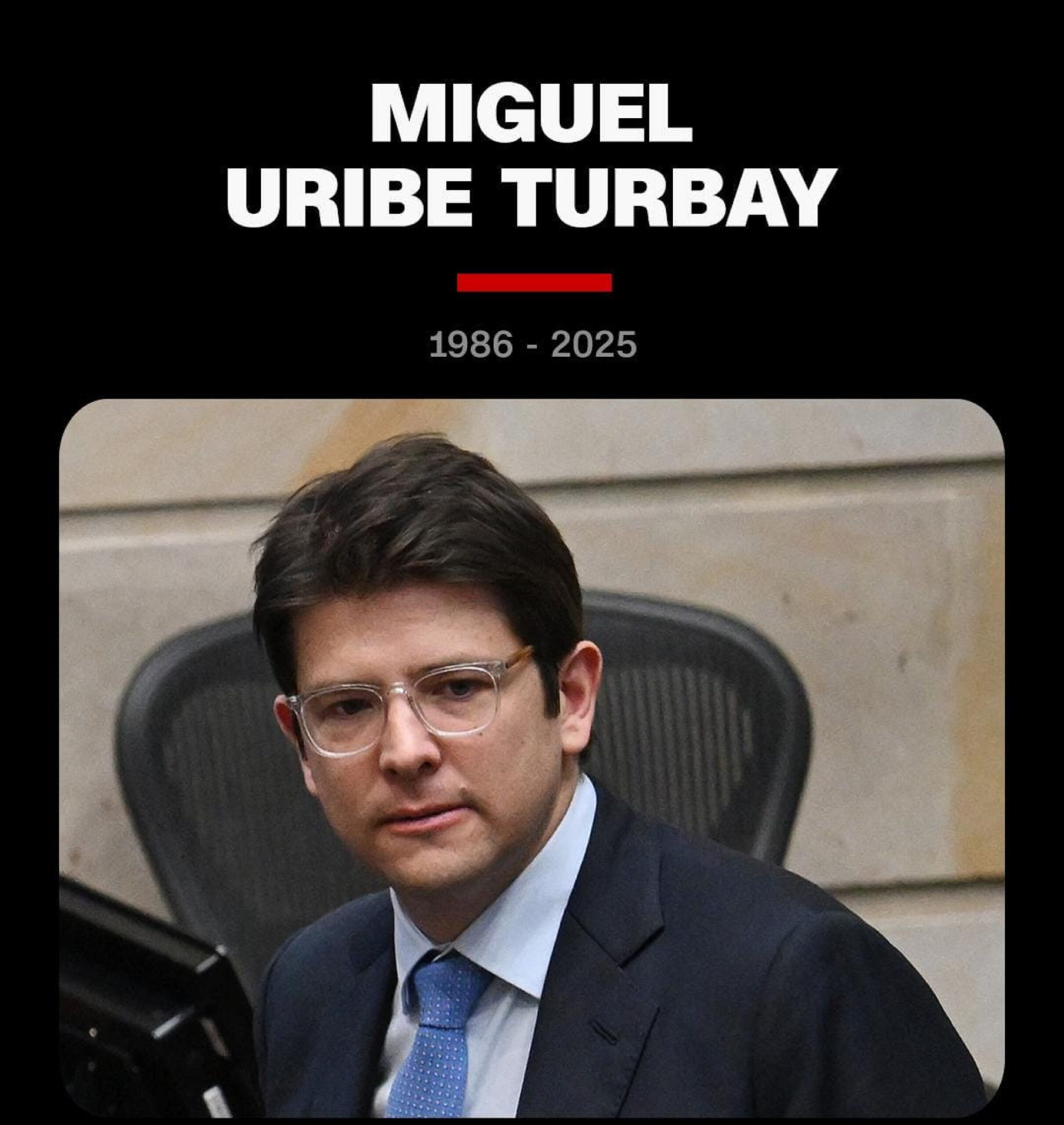 El senador y precandidato presidencial colombiano Miguel Uribe Turbay murió este lunes, informó su esposa a través de una publicación en su cuenta de Instagram.