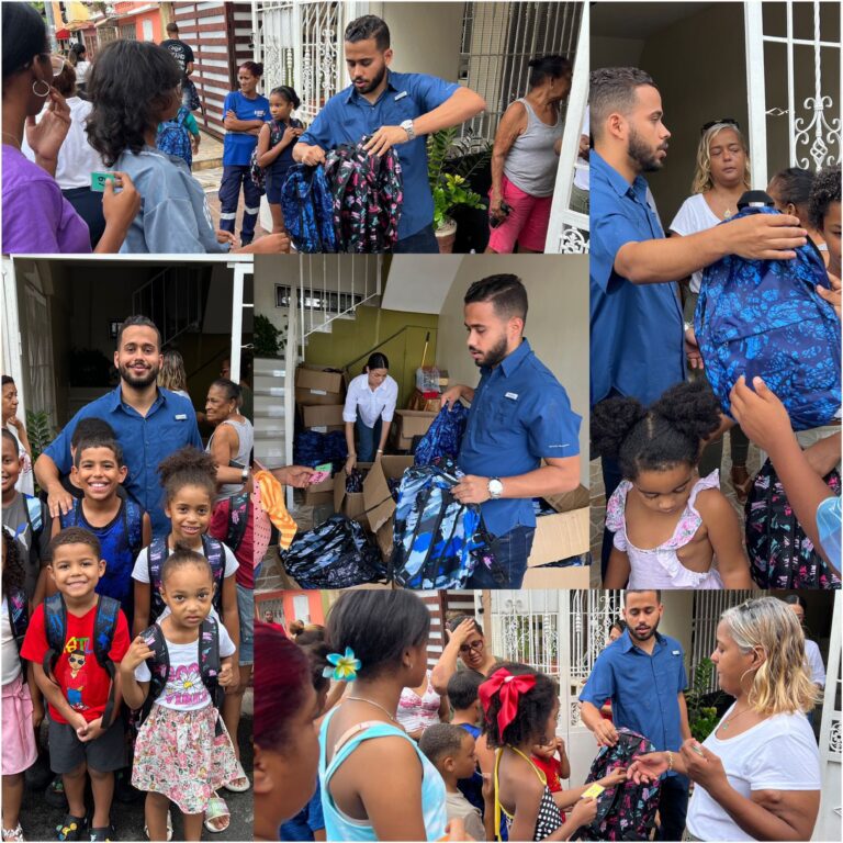Secretario General de la  JRM, Víctor Cocco, lleva útiles escolares a niños del Ensanche Luperón