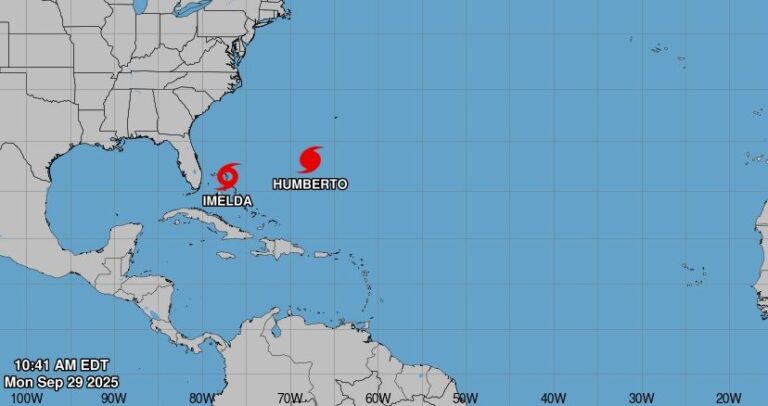 Huracán Humberto y tormenta Imelda activos en el Atlántico