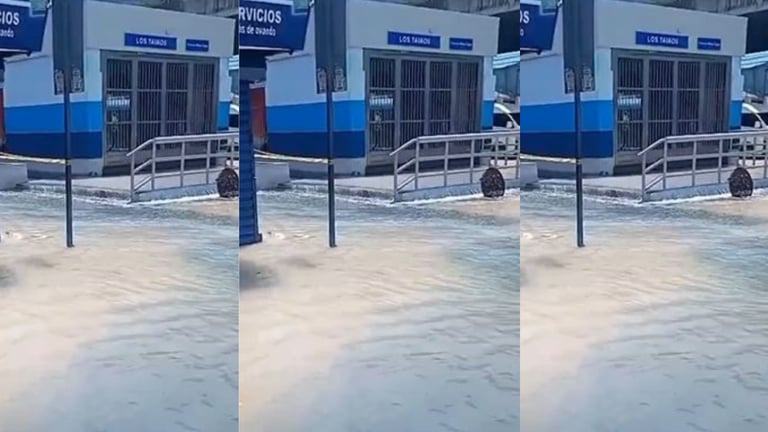 Inundación por posible avería en estación Los Taínos del Metro