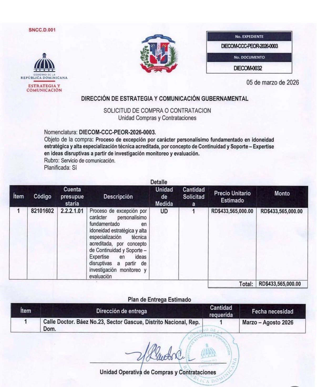 PLD ve escandaloso contrato de monitoreo por RD3 millones PLD ve escandaloso contrato de monitoreo por RD3 millones